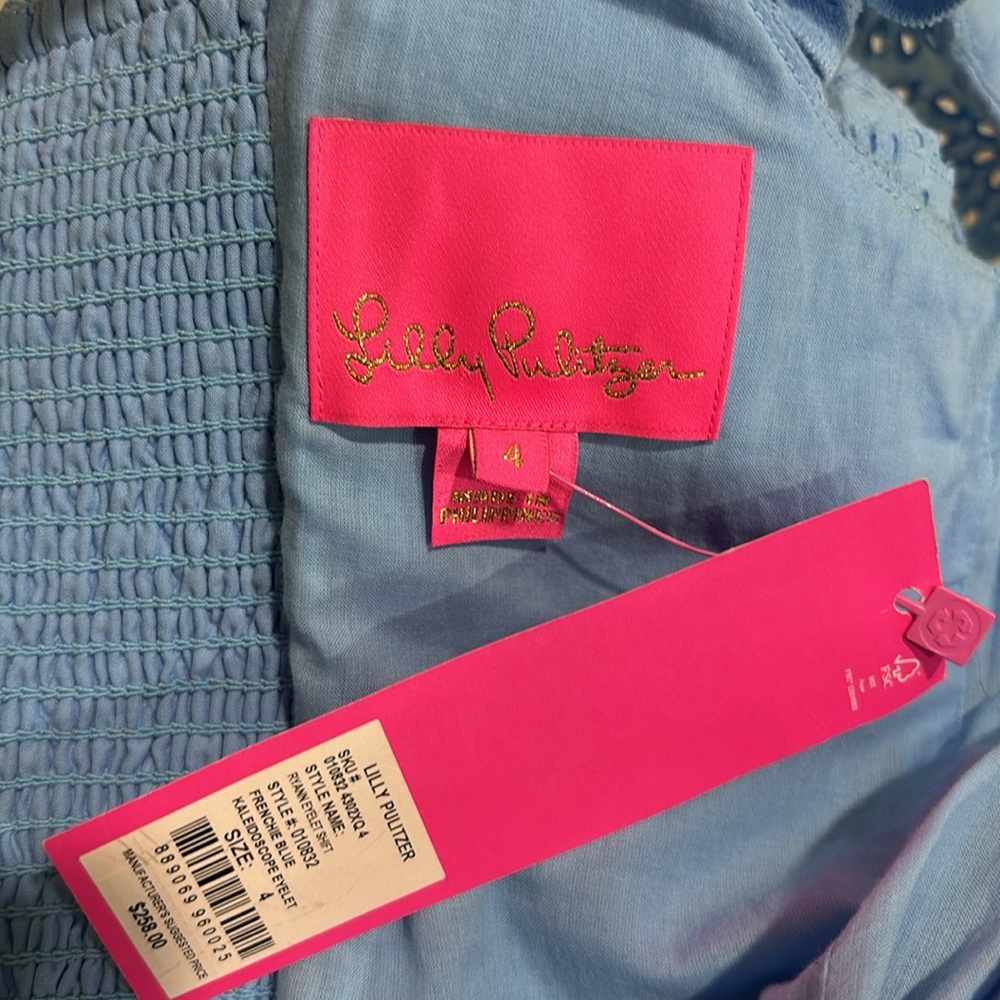 Lilly Pulitzer Ryann Eyelet Shift Dress Frenchie Blue Kaleidoscope NWT S… - Picture 12 of 14